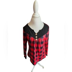 🖤 Plaid Button-Detail Women's Top Sz S